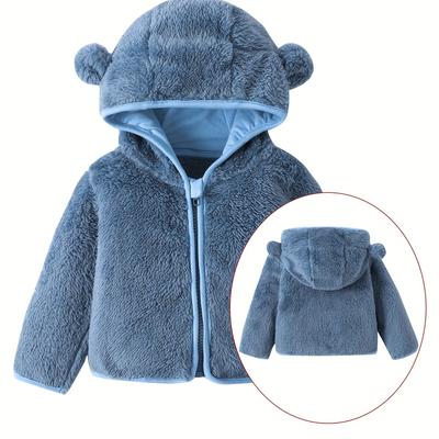 Fleece Jacket Toddler Girls Boys Cute Bear Ear Hoodie Sweater Zip Up Teddy Coat Warm Winter Outwear Clothes