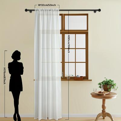 TEMU 1pc Elegant Pure White Sheer Curtain For Living Room, Bedroom, And Office - Translucent And Thin With Rod Pocket - Enhance Your Home Decor