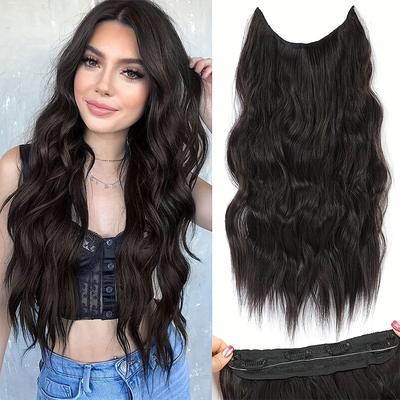 Invisible Wire Hair Extensions - 20 Inch Black Lon...