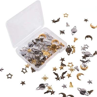 TEMU 42pcs/set Cosmos Themed 3-color Alloy Epoxy Supplies Star Moon Spaceship Filling Accessories For Resin Fillers Ramadan Jewelry Making