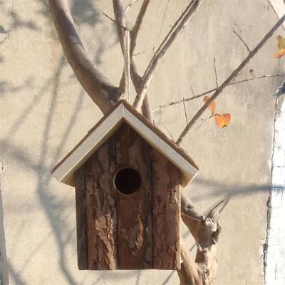 1pc Wooden Bird House With Hanging Rope, Outdoor Bird House, Ventilated Bird Nest, Hanging Bird Cage, Bird Nest Accessories