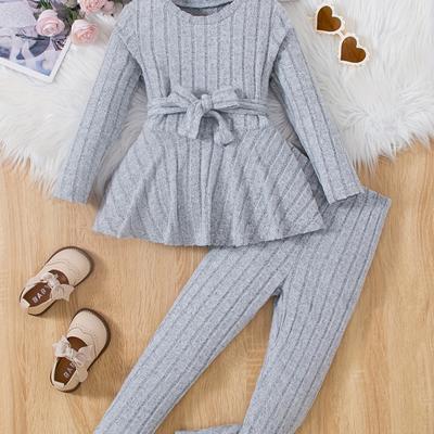 Girls Kids 2pcs Outfits Casual Crew Neck Long Slee...