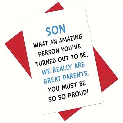 Funny Birthday Card For Son, You Have Amazing Parents Card 5*7in With Envelope