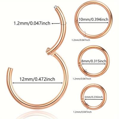 4pcs 316 Stainless Steel Hinged Nose Ring For Men,...