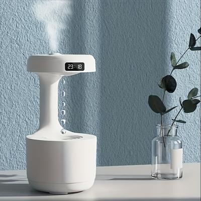 1pc, 800ml Water Drop Backflow Humidifier - Usb Powered Desktop Office And Home Decor, Creative Air Humidifier, Led Display Shutdown Protection, Light Mode, For Home Bedroom And Holidays