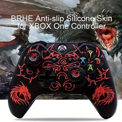 Brhe Controller Skin, Anti-slip Silicone Cover Protective Case Accessories Set For Microsoft Xbox 1 Gamepad Joystick With 2 Thumb Grip Caps (red/blue)