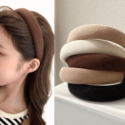 Colorful Fabric Padded Hairband Wide & Thick Spong...
