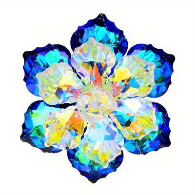 Crystal Flower Brooch Pin Inlaid Artificial Crystal Colorful Flower Pin Clothings Decor