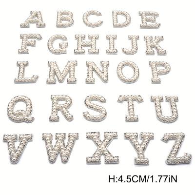 TEMU 26pcs A-z 1set 3d White Bottom Pearl Letter Patches English Alphabet Rhinestone Applique For Clothes Iron On Stripe Badge Diy Name, Ideal Choice For Gifts