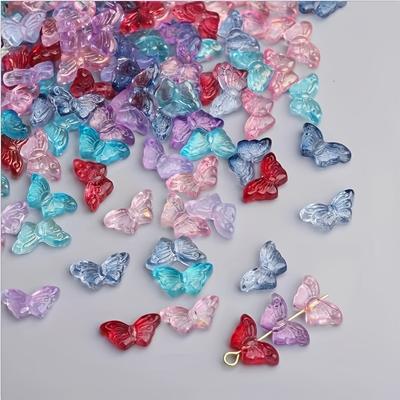 TEMU 50pcs 8*15mm Glass Butterfly Jelly Color Charms Beads For Jewelry Making Diy Earrings Hairpin Bracelet Necklace Handmade Craft Supplies