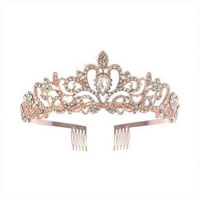 Rhinestone Crown Princess Crown With Comb Bridal W...
