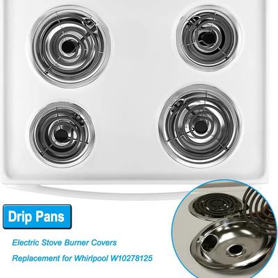 4pcs Drip Pan Electric Stove Burner Covers For W10278125, 2x6