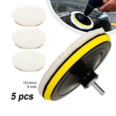 TEMU 5pcs 6inch Polishing Buffing Pads - Get A Professional Shine With Drill Adapter!