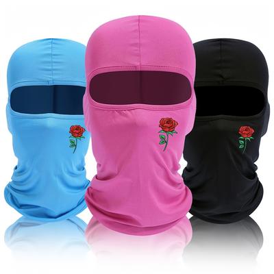 Retro Rose Print Ski Mask For Men And Women, Balac...