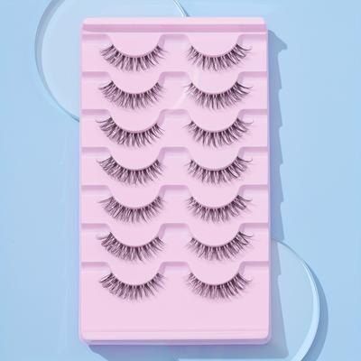 TEMU 7 Pairs Crisscross Style 3d Clear Band False Eyelashes For Natural Volume And Daily Makeup Use