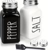 2pcs Salt And Pepper Shakers Set, Glass Salt Shaker With Stainless Steel Lid, Modern And Cute Farmhouse Salt And Pepper Set, Kitchen Supplies (black And White)