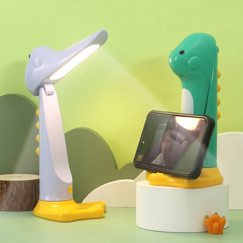 Touch-Schalter niedlichen Dinosaurier führte Nachtlicht für Kinder Kinder Geschenk Schlafzimmer Tisch lampe USB wiederauf ladbare Schlaf Timming Licht