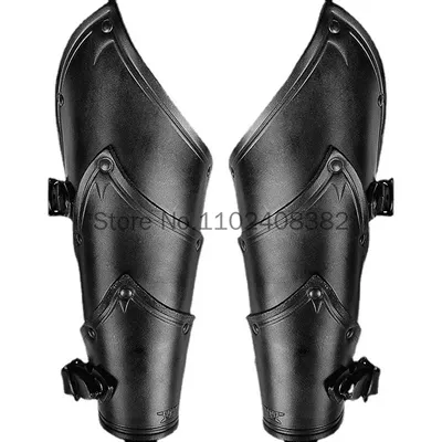 2Pcs Männer Medieval Steampunk Leder Rüstung Arm Wachen Pirate Ritter Gauntlet Armschiene Cosplay Zubehör Vambrace Für Larp Image