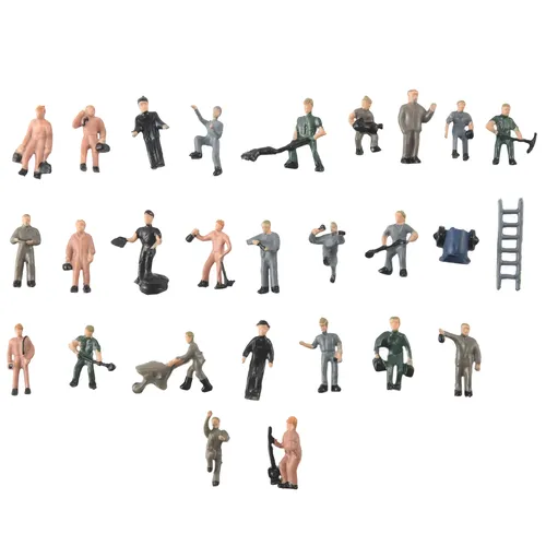 25pcs 1:87 Figuren bemalten Figuren Miniaturen von Eisenbahnern mit Eimer und Leiter