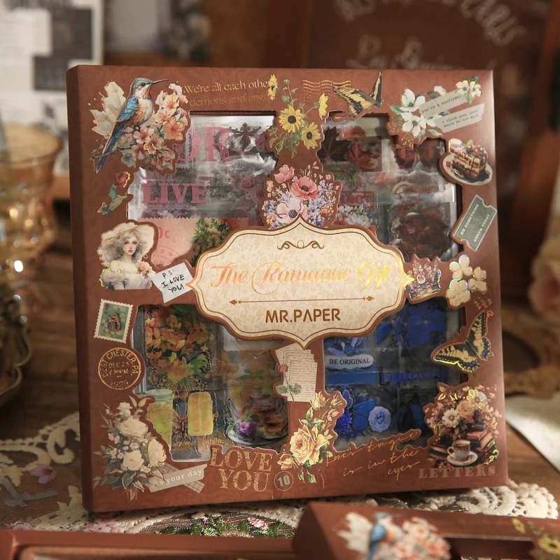 100 Blatt/Karton, kreative Retro-Romantische Geschenkserie, PET-Material, Aufkleber, Geschenke, Handbuch, DIY-Dekoration, Collage, stationär Image