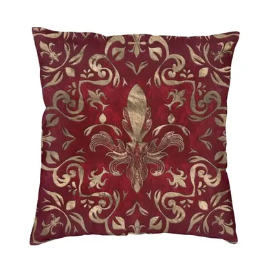 Luxuriöser Lilienblüten-Fleur-De-Lys-Kissenbezug, 60 x 60 cm, Fleur De Lis, Samt, luxuriöser Image