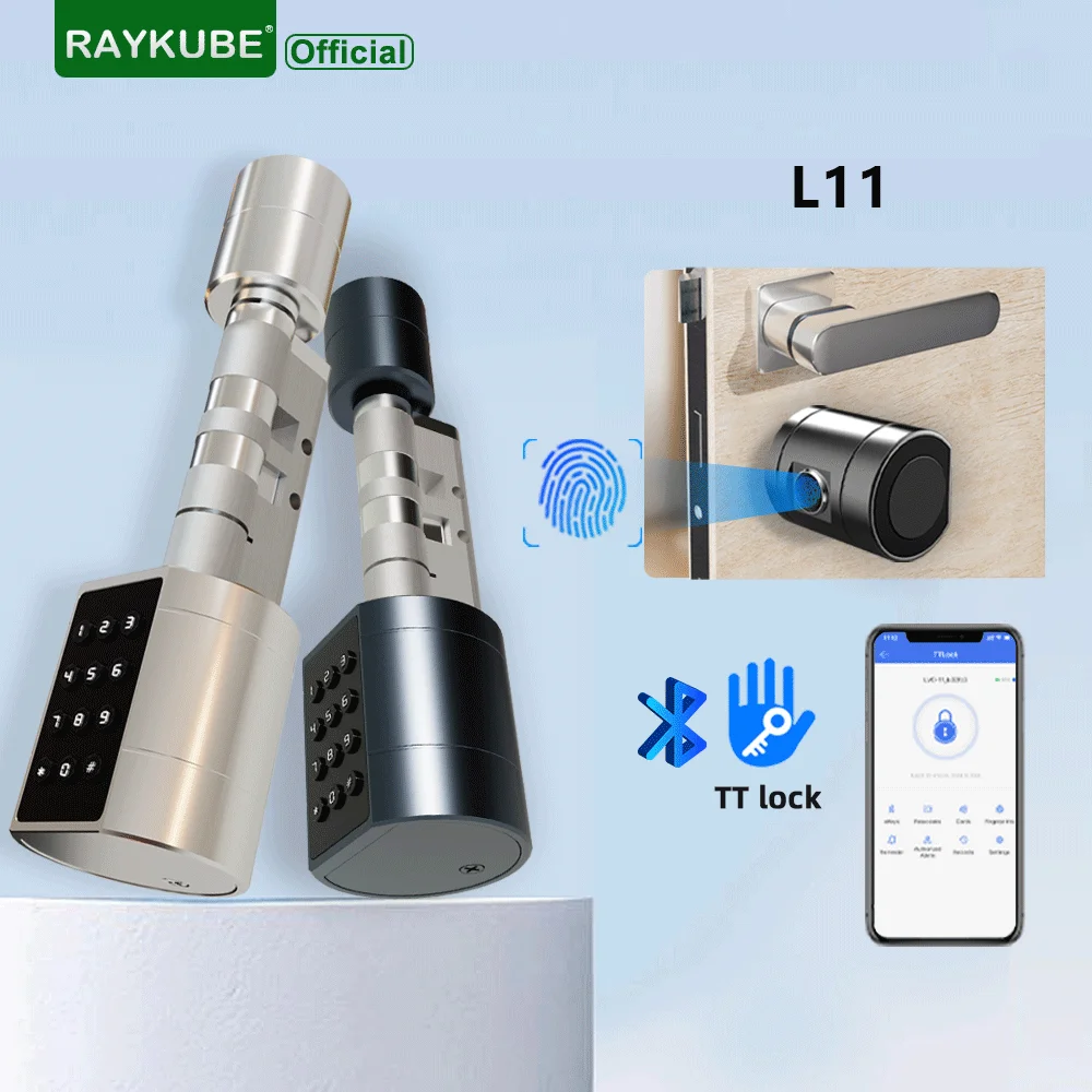 RAYKUBE L11 TT Lock BEL Fingerabdruckzylinder Digitales Türschloss mit einstellbarer Zylinderlänge Passwort/Schlüssel/TT-Schloss APP entsperren Image