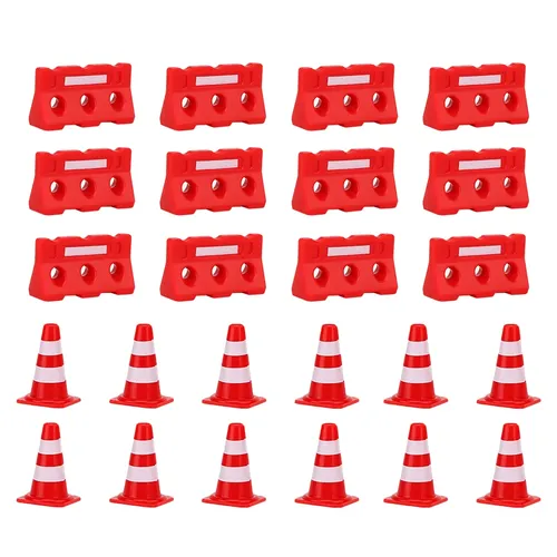 24 stücke Mini-Verkehrs kegel Zäune Verkehrs zeichen Spielset Verkehrs kegel Spielzeug Kinder