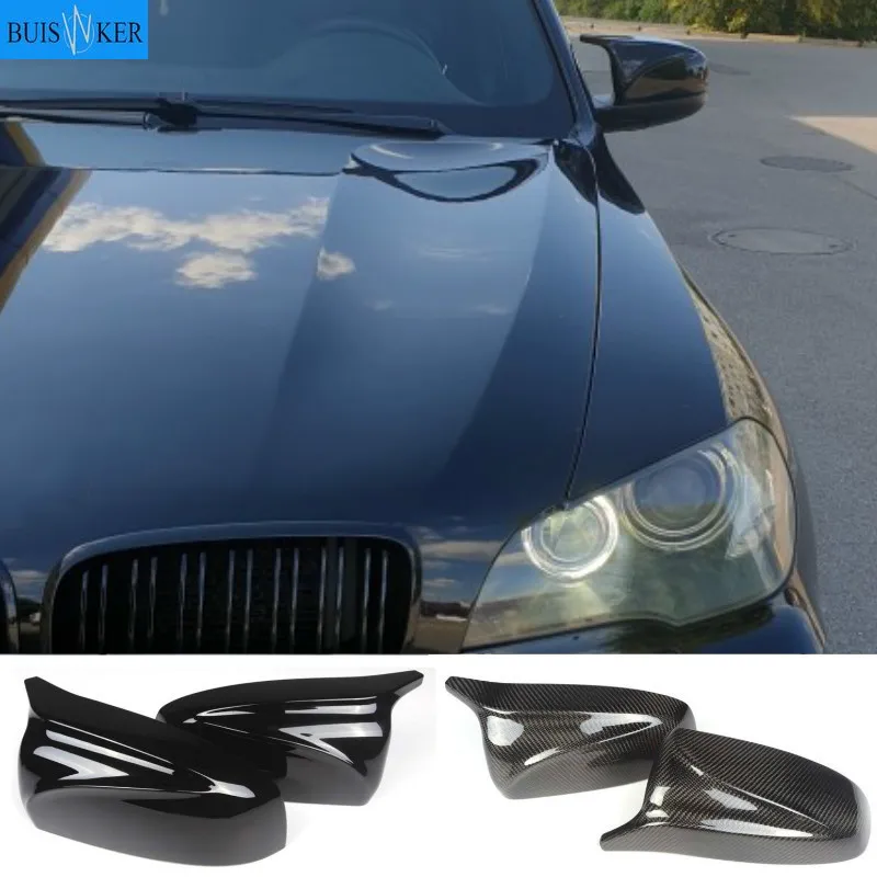 In Fibra di carbonio/ABS 2x Copertura Dello Specchio X5 X6 Lato Auto Tappo Dello Specchio Retrovisore Copertura Borsette di Ricambio Per BMW X5 X6 E70 E71 2007-2013