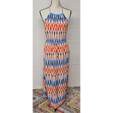 Athleta Dresses | Athleta Sunset Maxi Dress Women's Small Orange Tribal Print Halter Summer Preppy | Color: Orange | Size: S