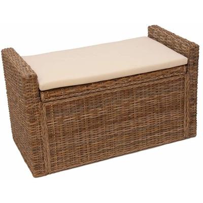 Sitzbank Genua Garderobenbank Bank Sitzhocker, mit Stauraum Kissen Kubu Rattan 88cm kubu grau Image