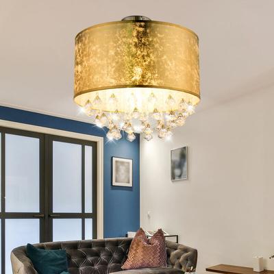 Deckenleuchte Kronleuchter Deckenlampe Kristalllampe led rgb Farbwechsler Fernbedienung gold Textil