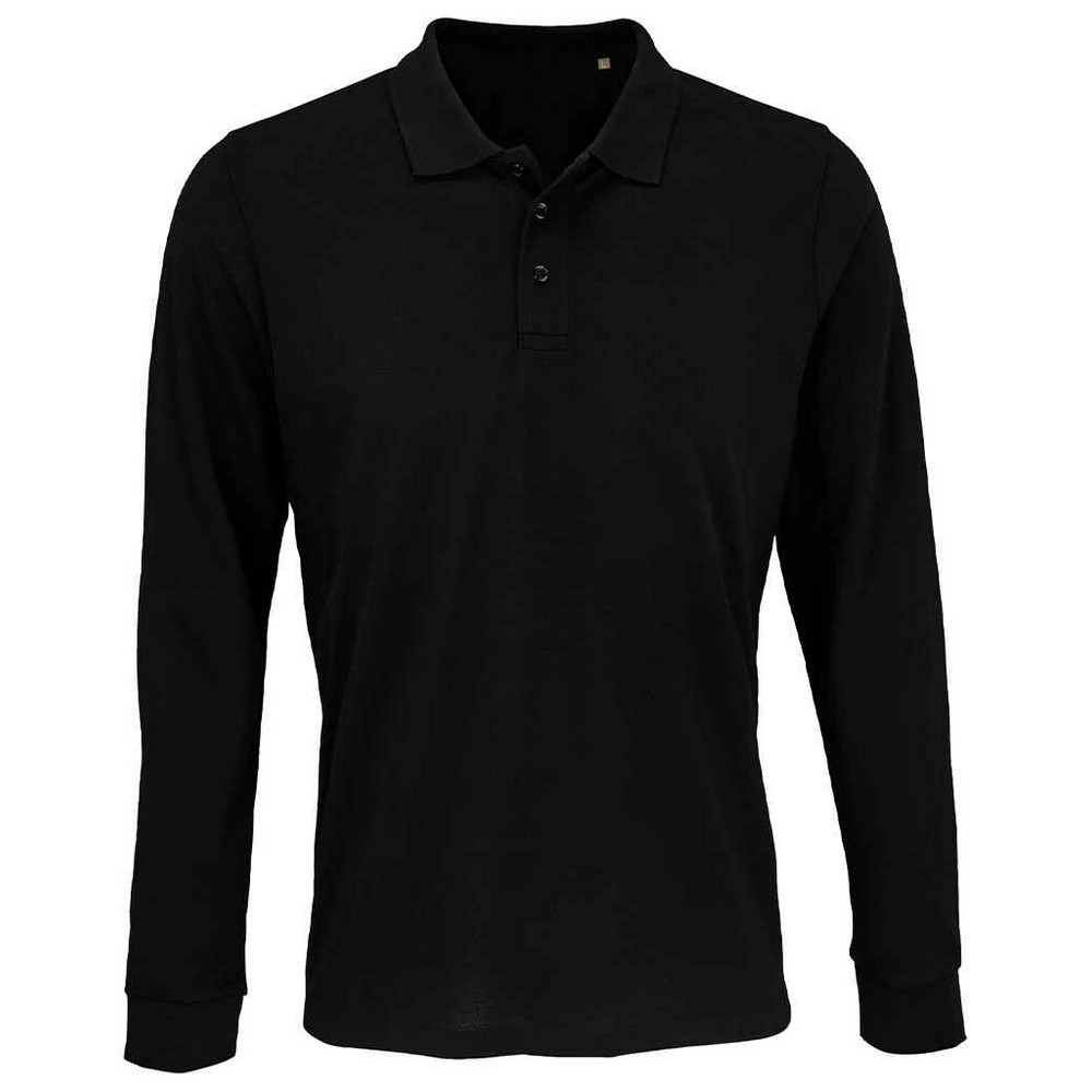 SOLS Unisex Adult Prime Pique Langarm-Poloshirt (Schwarz) Image