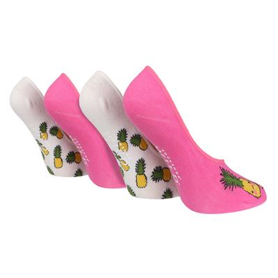4er Pack Damen No Show Socken | Wildfeet | Neuheit Unsichtbare Socken mit Fersengriff - Ananas Image