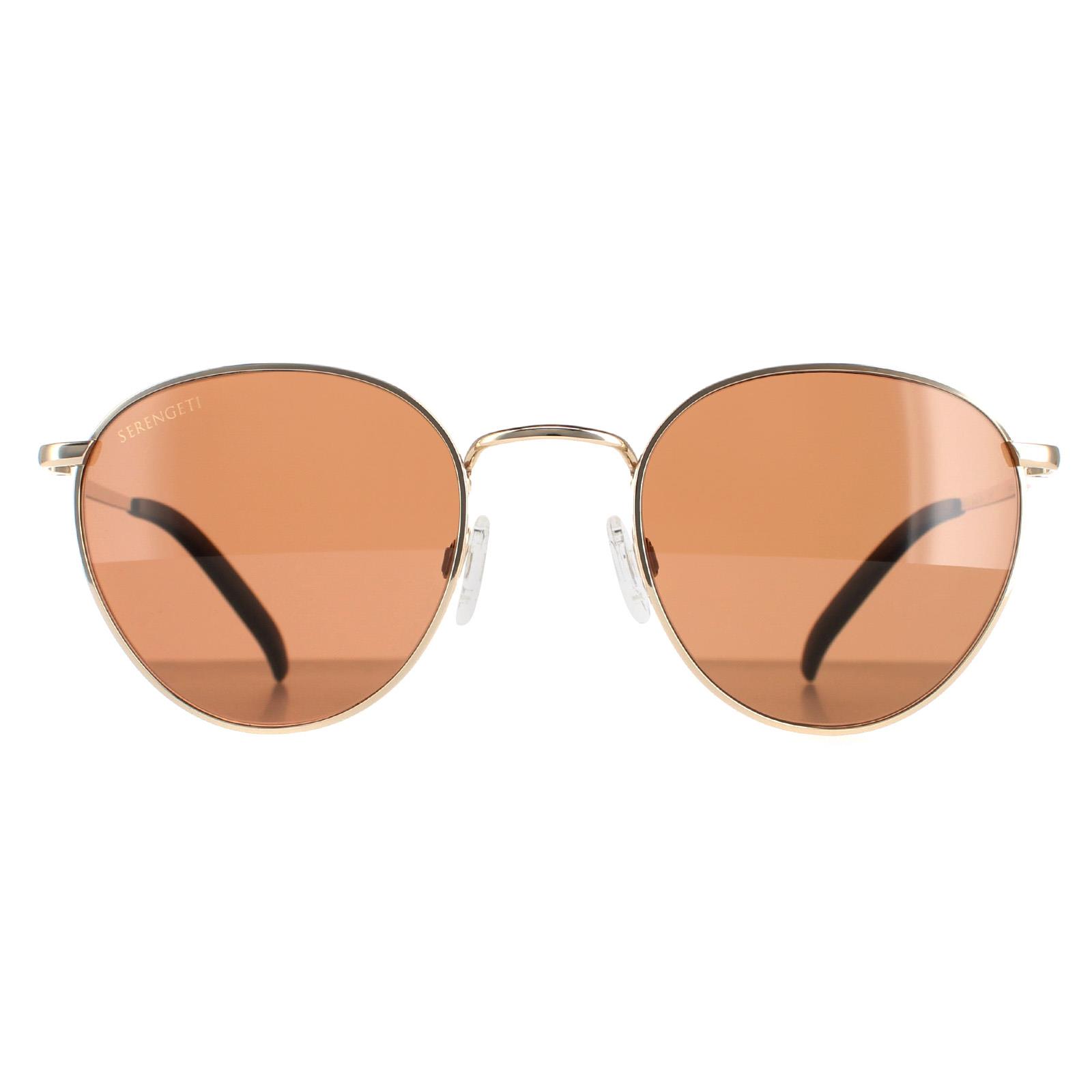 Serengeti Round Unisex Glänzend Rose Gold Mineral Polarized Drivers Hamel Image
