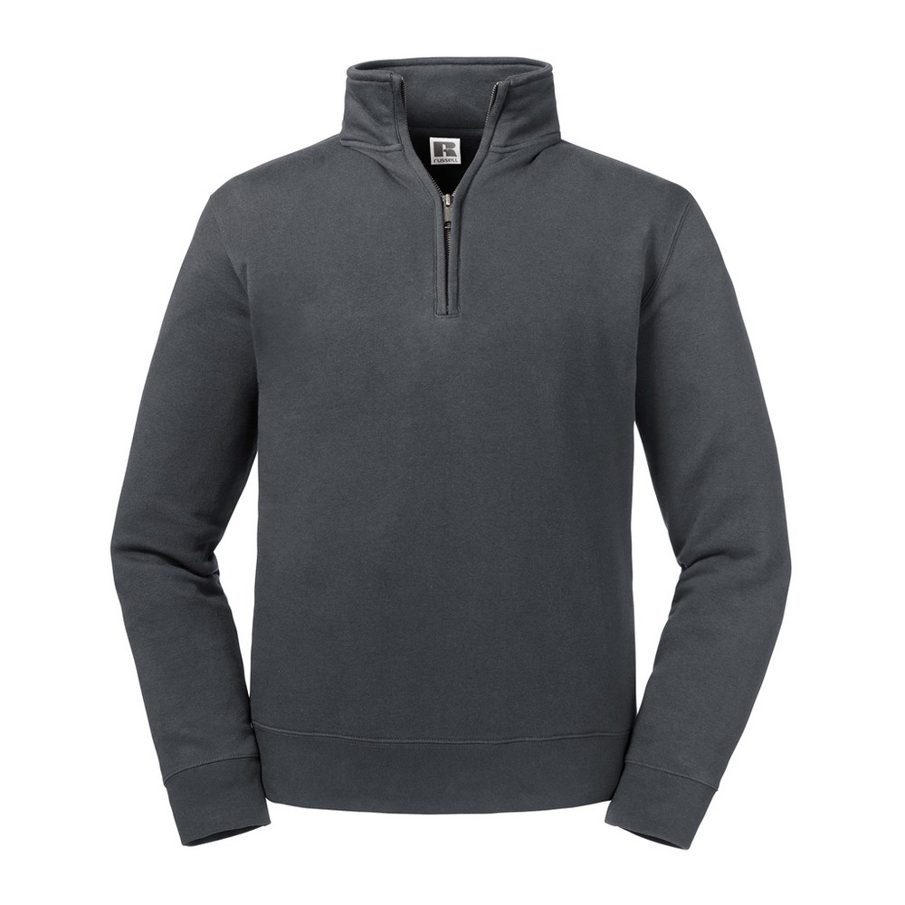 Russell Herren Authentic Zip Neck Sweatshirt (Convoy Grau) Image