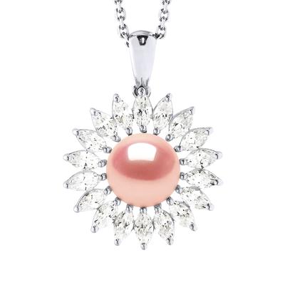 SUN Halskette Süßwasserperlenschmuck 8-9mm Rose 925 Image