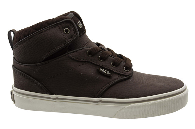 Vans Kids Braun Hi Top Leder Schnürungstrainer VVH1GJ2 Image