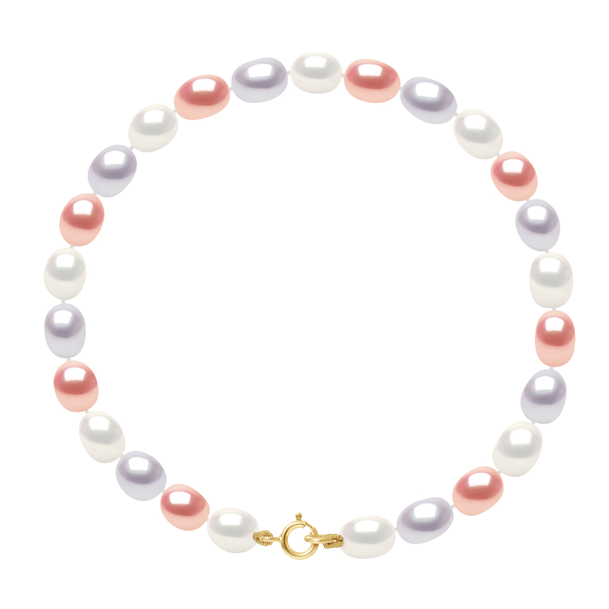 DIADEMA - Armband - Echte Süßwasserperlen - Pastell mehrfarbig - Gelbgold Image