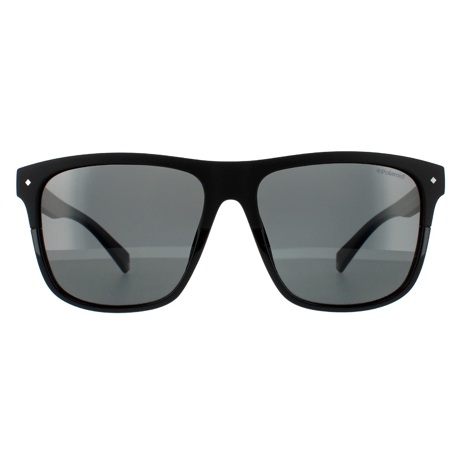 Polaroid Square Mens Schwarz Grau Polarisierte Sonnenbrille Image