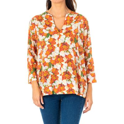 Damen 3/4-Arm Bluse mit Rundhalsausschnitt und V-Ausschnitt LWU001