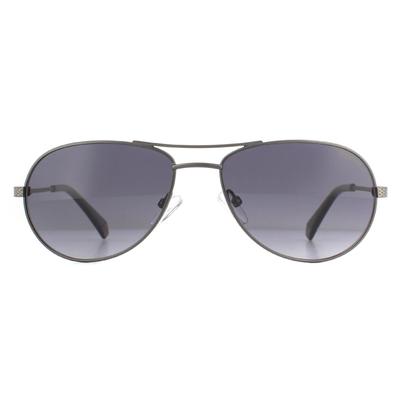 Polaroid Aviator Mens Semi Matte Dark Ruthenium Grey Gradient Polarise Lunettes de soleil