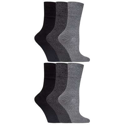Gentle Grip - 6 Paar Damen Diabetiker-Socken mit Honigkamm-Oberteil und handgekettelten Zehennähten - Grau 36 Image
