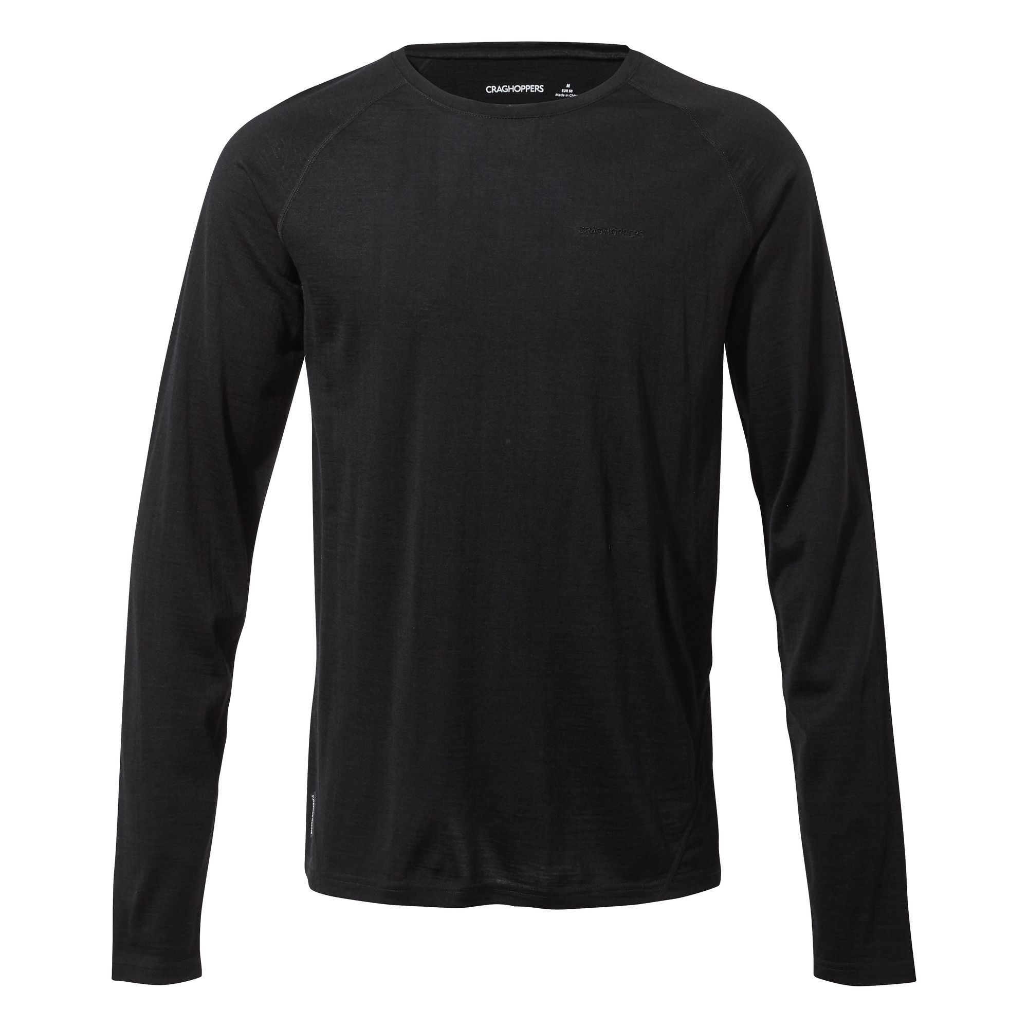 Craghoppers Mens Crew Neck Langarm Baselayer II Top (Schwarz) Image