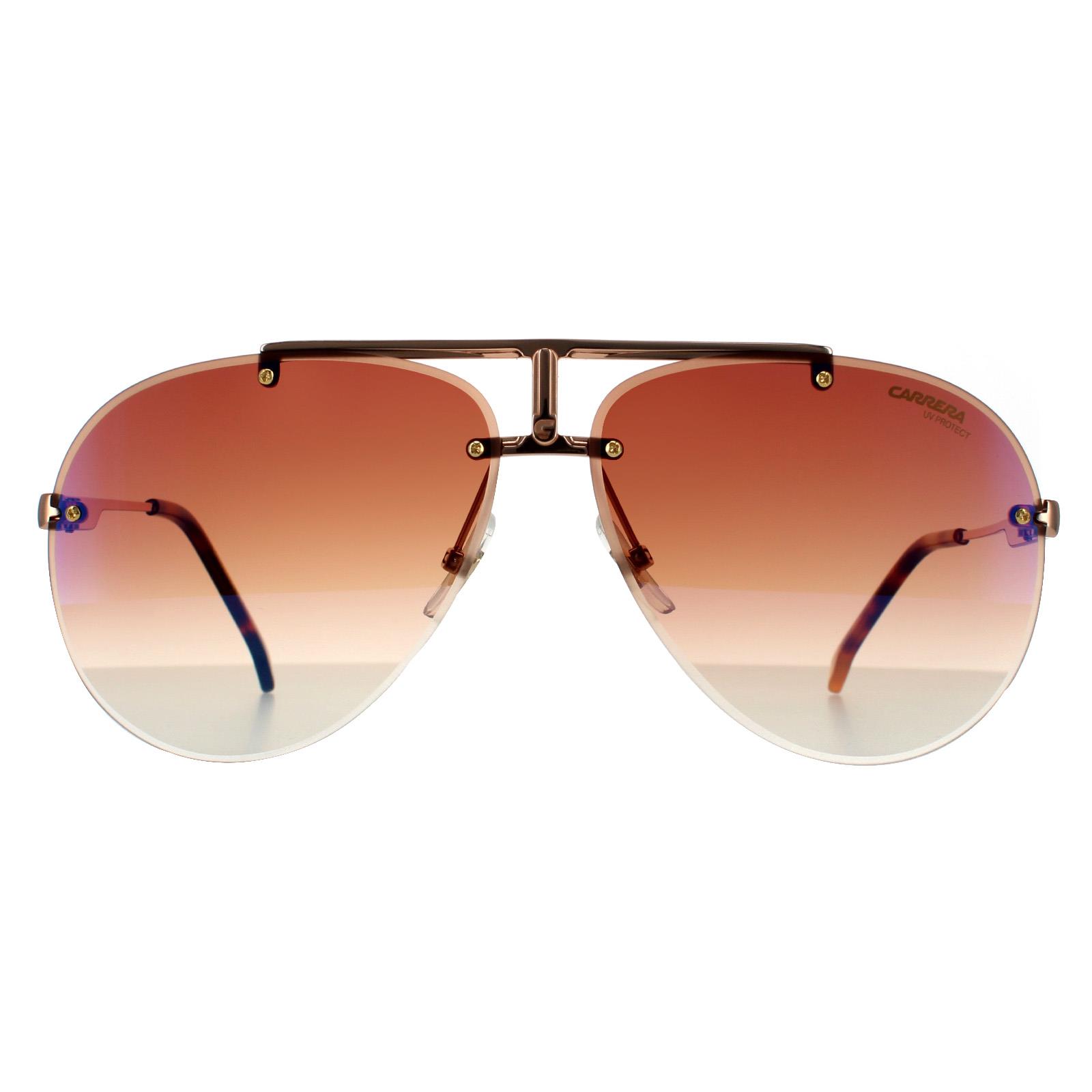 Carrera Aviator Herren Sonnenbrille Gold Kupfer Braun Verlauf Blau 90041091 Image