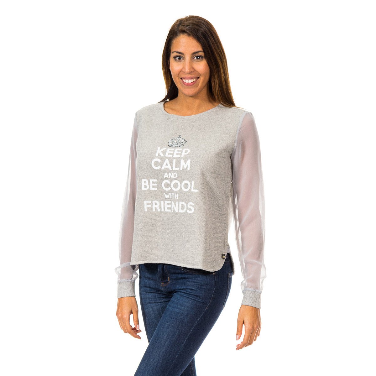 Langarm-Pullover mit Rundhalsausschnitt 70DML0155 woman Image