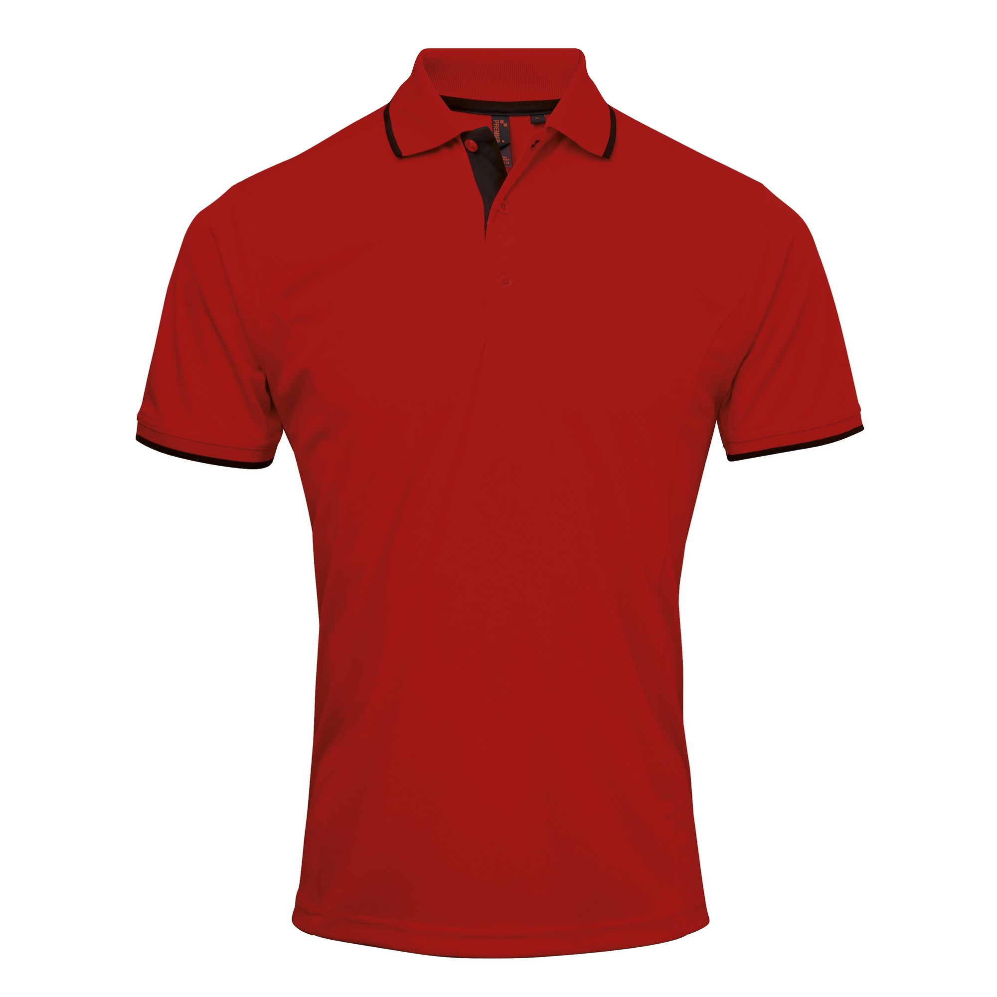 Premier Mens Contrast Coolchecker Poloshirt (Rot/Schwarz) Image