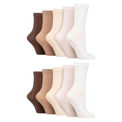Wildfeet - 10er Pack Damen Bambus Crew Socken mit Punkten, Leoparden- & Blumenmuster - Dots Mix Image