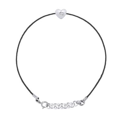 DIADEMA - Armband - Schwarzes Nylon - Herz - Echter Diamant