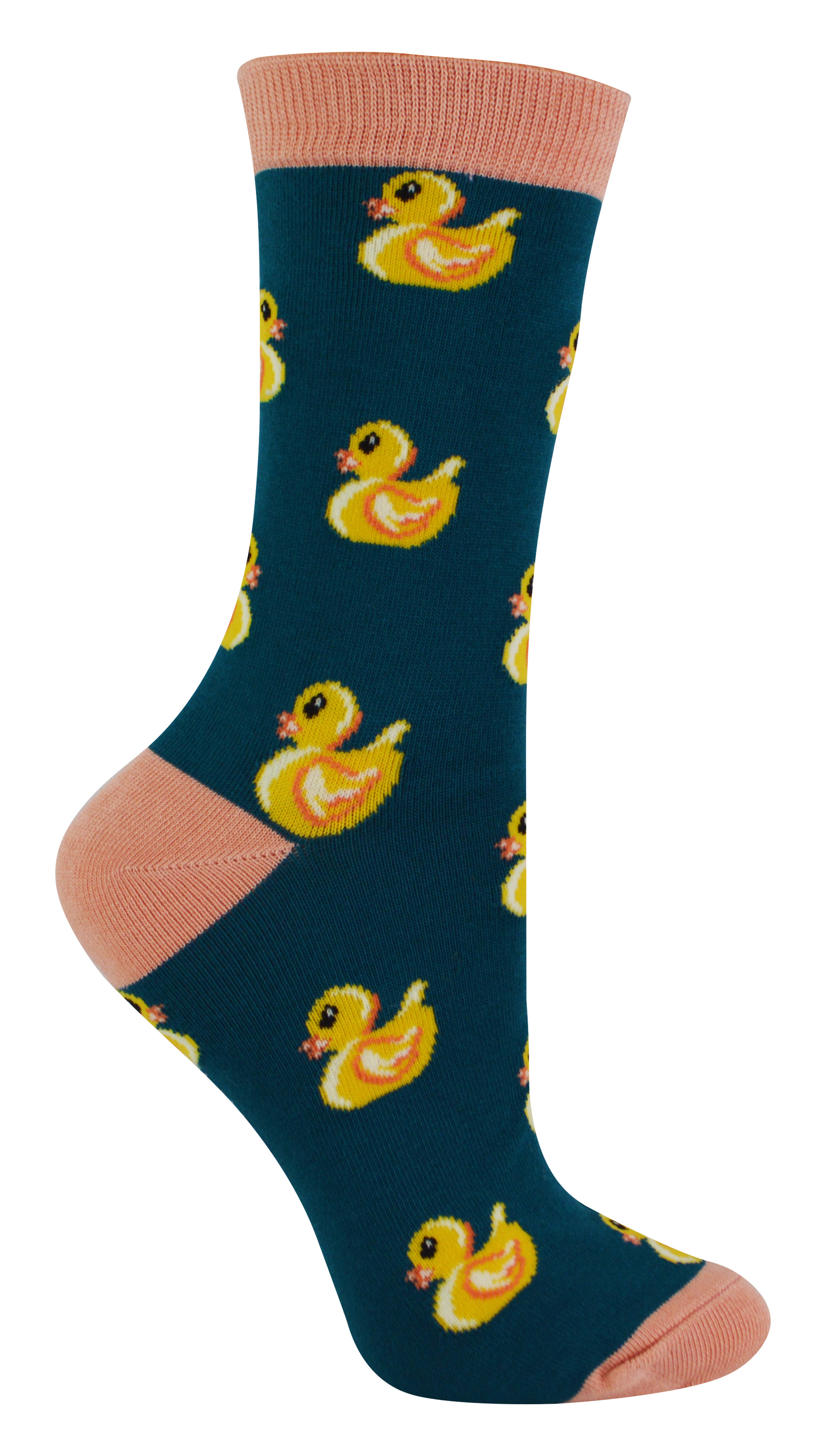 Women's Novelty Rubber Ducks Socken | Miss Sparrow | Weiche atmungsaktive Ente Muster Bambus Socken - Teal Image