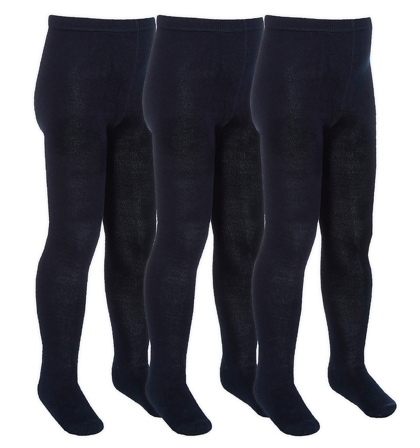 3 Paar Multipack Mädchen Bambus-Schulstrumpfhosen | Sock Snob | Footed Soft Plain Strumpfhosen in Schwarz, Grau, Weiß, Marineblau - Marine
